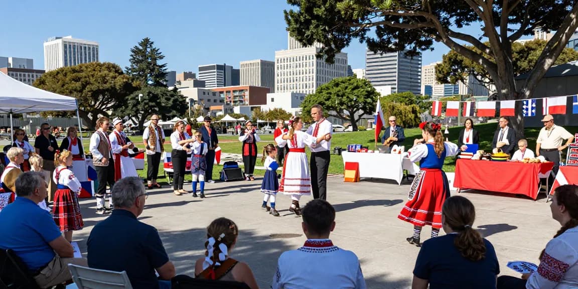 Polish community gathers at https://www.sfpol.com/ event in San Francisco, celebrating culture and heritage.