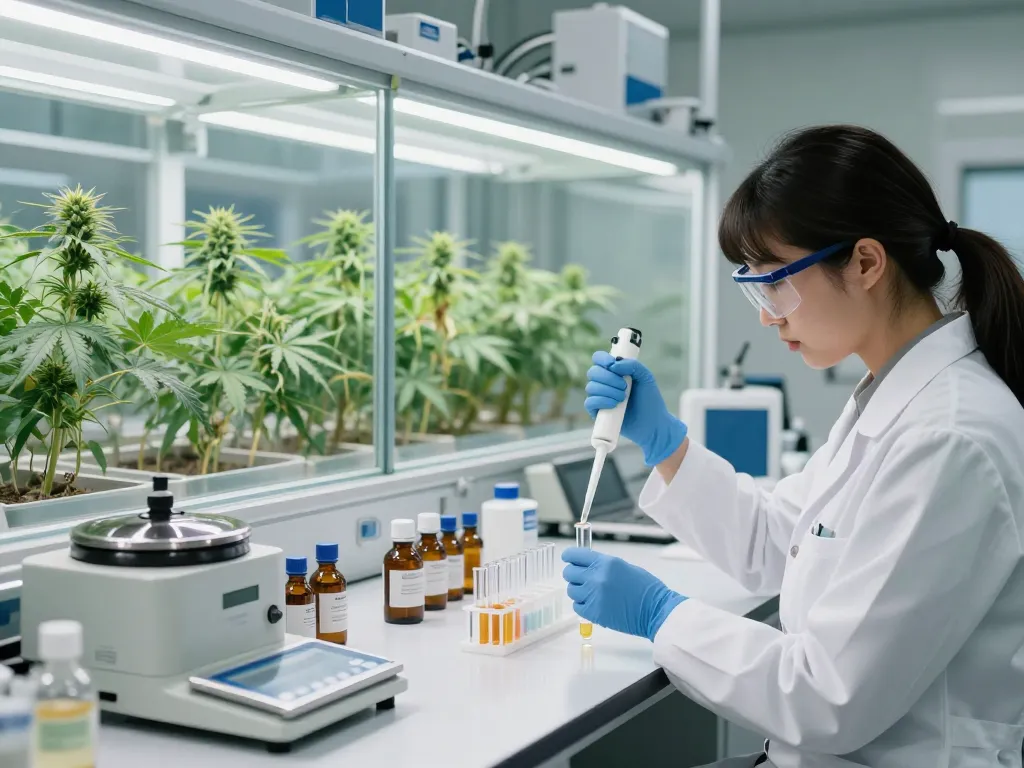 Cannabinoid manufacturer Europe analyzing extracts in a modern lab.