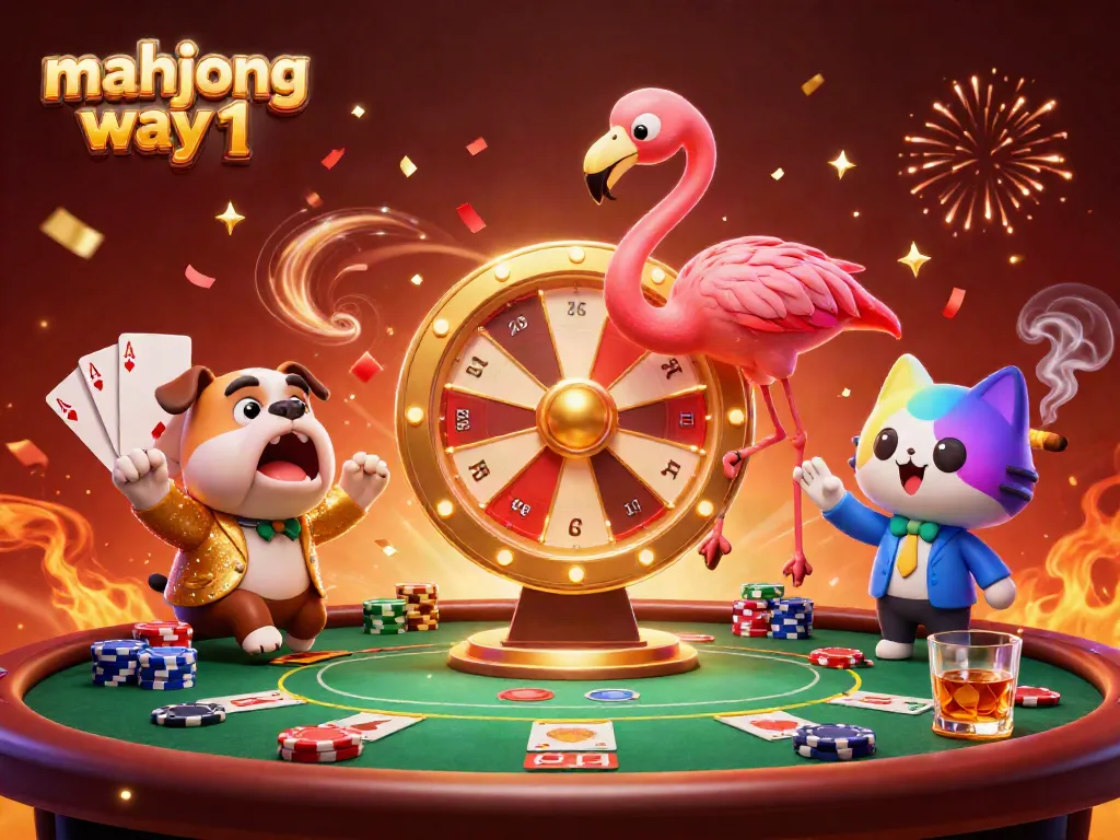 Engage with mahjong way 1 in an exciting casino setting featuring a game show host and contestants.