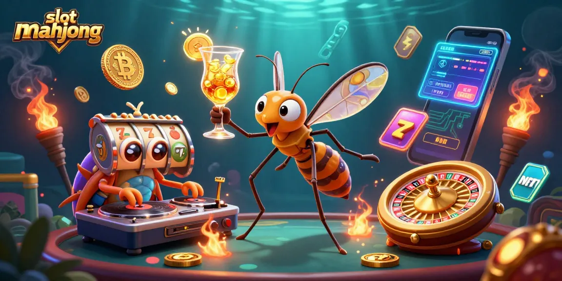 Engage in slot mahjong fun with vibrant characters and thrilling casino elements in a lively scene.