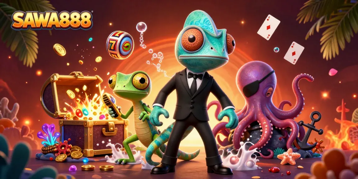 Experience thrilling wins at SAWA888 with vibrant 3D gaming characters and dynamic casino elements.