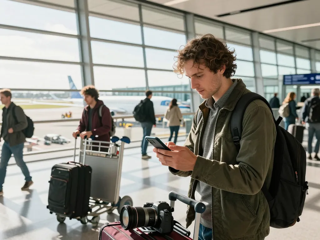 Travelers at London City Airport from Halifa preparing for their journey with excitement and anticipation.
