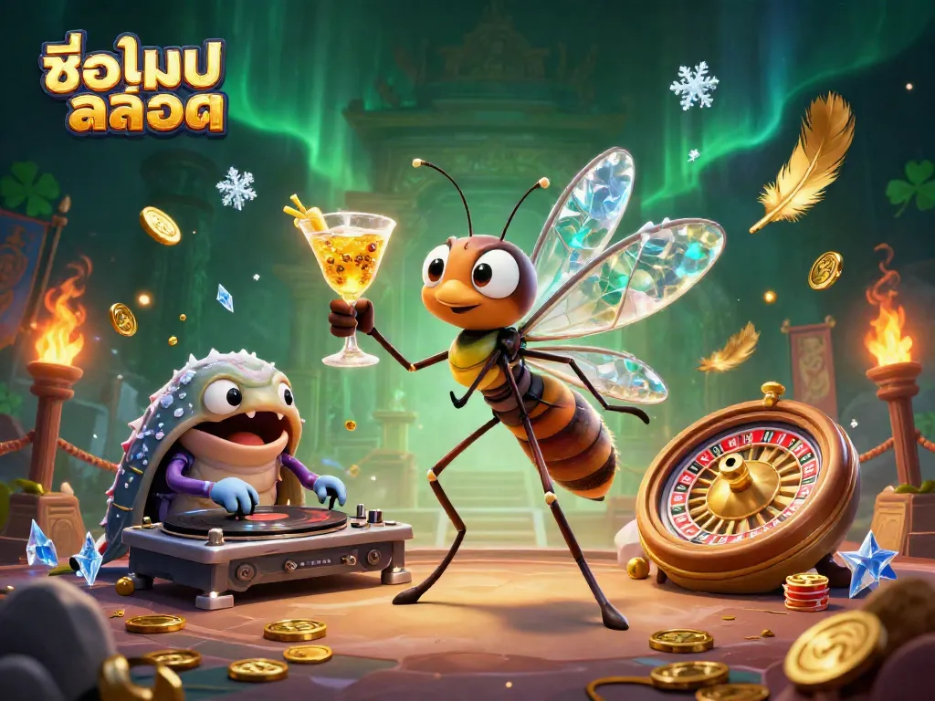 Engage in thrilling gameplay with ชื่อเกมสล็อต showcased in a vibrant 3D illustration featuring unique characters and casino elements.