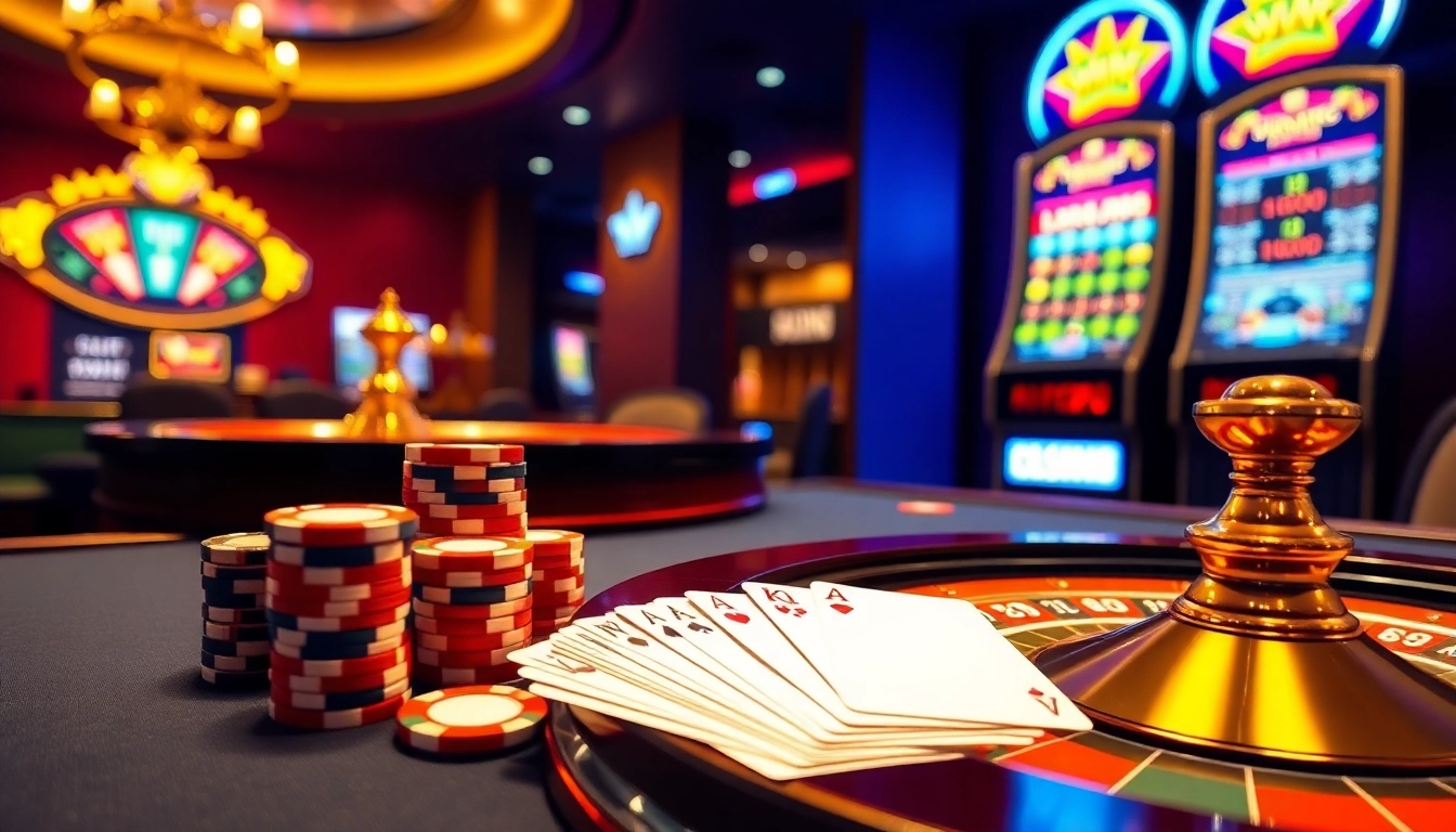 IWIN casino's luxurious gaming table featuring poker chips and roulette wheel.