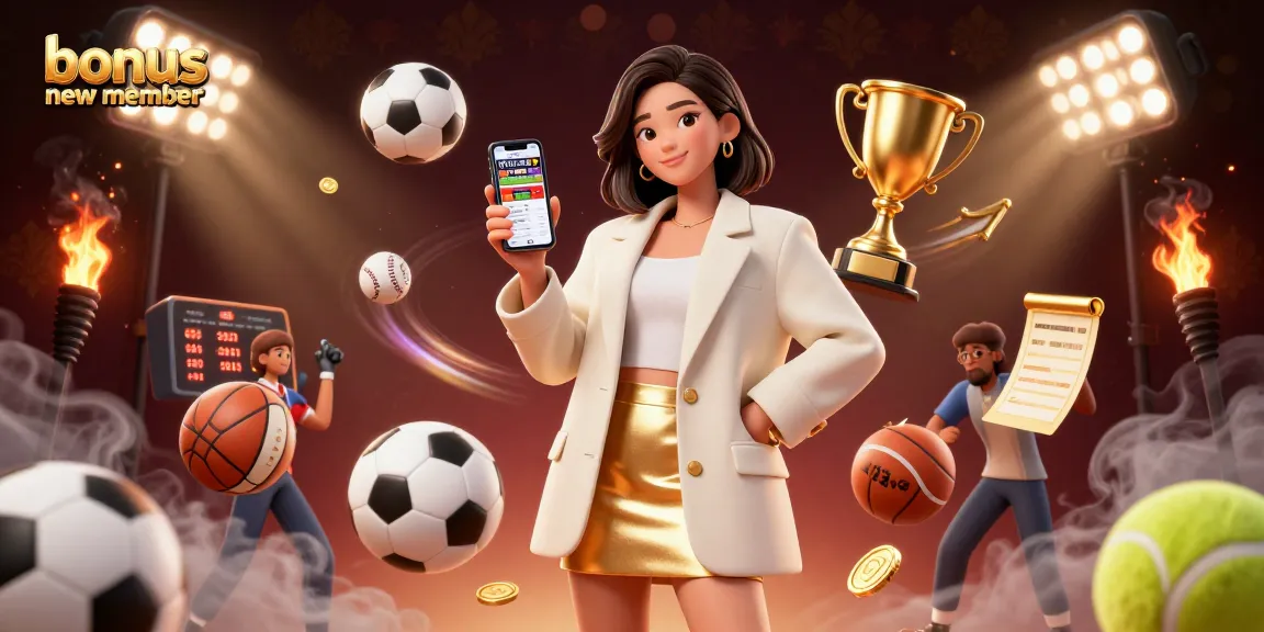 Engage with your bonus new member offer while enjoying our vibrant 3D casino illustration featuring exciting sports betting elements.
