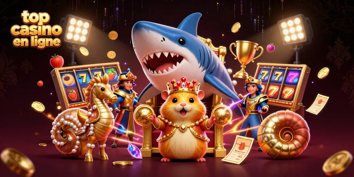 Jouer aux machines à sous dans un top casino en ligne, illustré par un roi hamster doré entouré de gardes en armure.