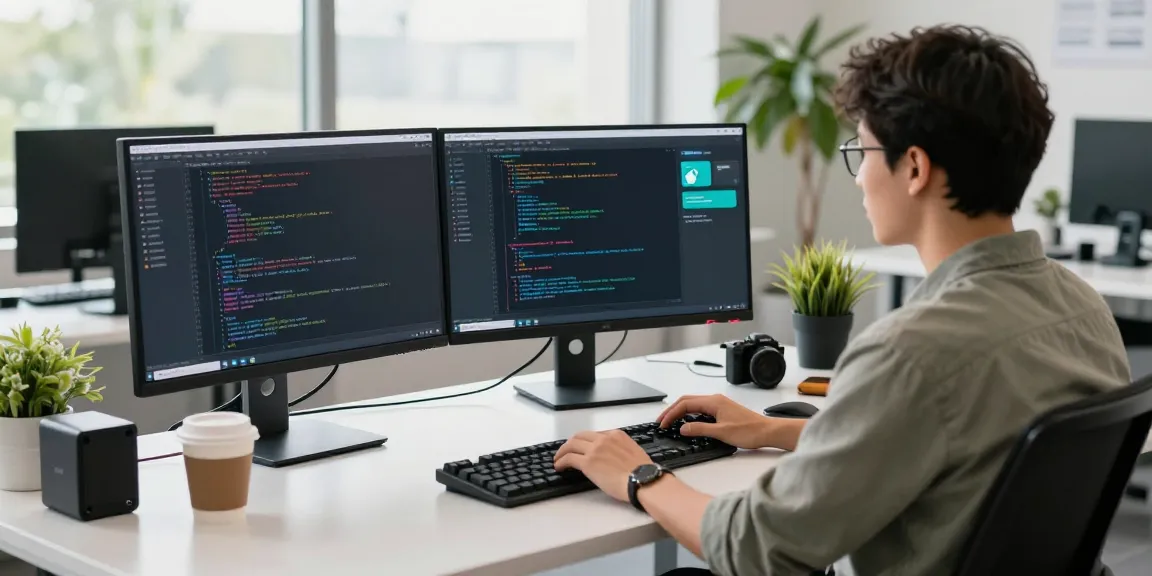 Professional workspace featuring a programmer developing Telegram app, symbolizing 纸飞机中文版 innovation.