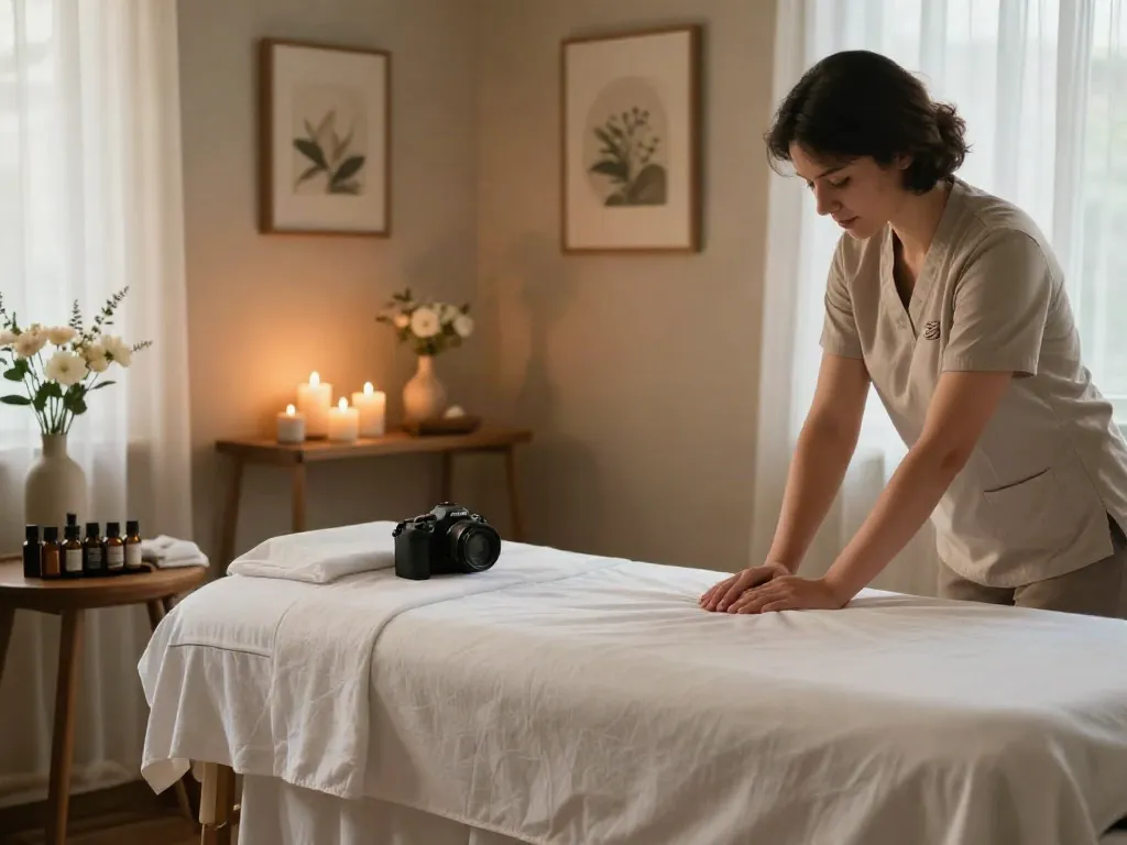 Experience tranquility with 신촌출장마사지 in a serene spa treatment room.