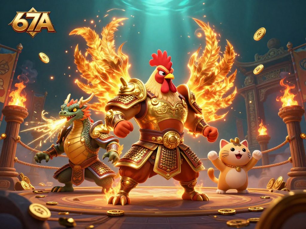 67A: Rooster guerreiro em armadura samurai em um emocionante cenário de cassino