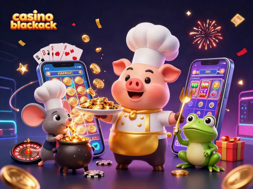 Disfruta del casino blackjack mientras acumulas monedas de oro en un ambiente festivo.
