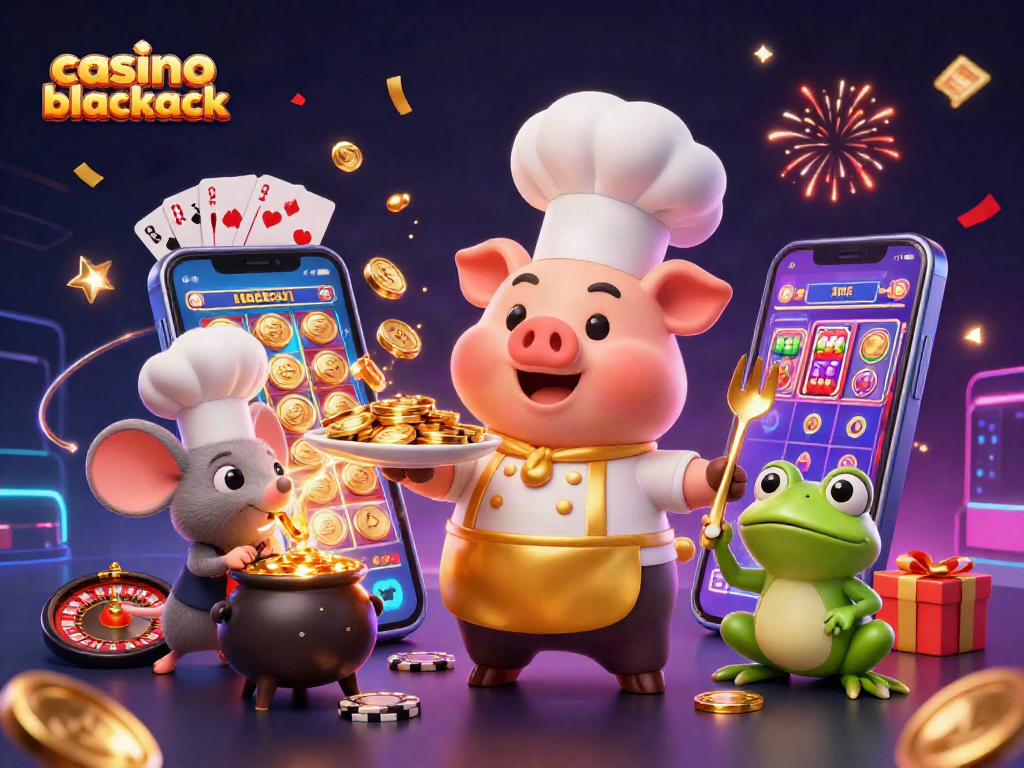 Disfruta del casino blackjack mientras acumulas monedas de oro en un ambiente festivo.