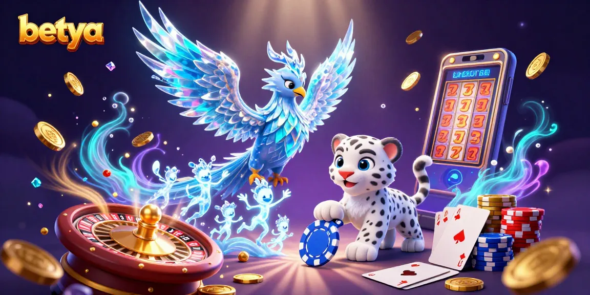 Engage with betya’s magical world of gaming featuring an ice phoenix and vibrant casino elements.