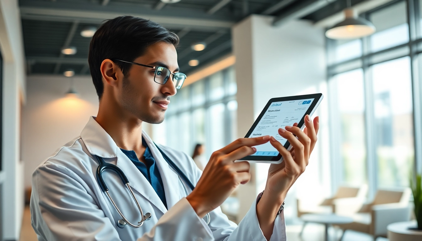 Access your Medical card online quickly with a healthcare provider in a modern clinic setting.