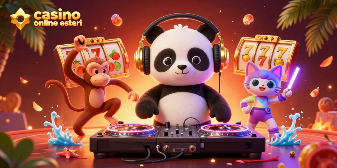Vivi l'emozione nei casinò online esteri con DJ Panda e elementi vibranti del casinò!