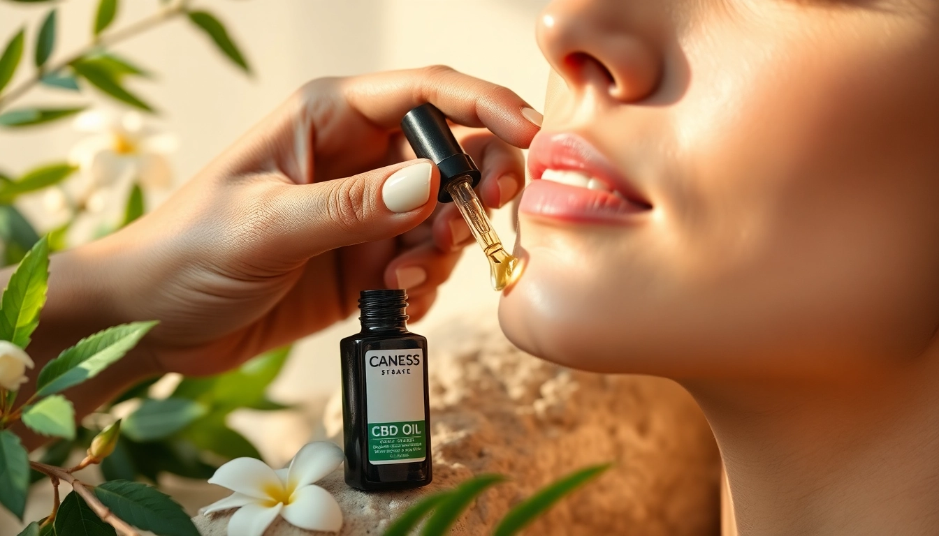 Applying CBD oil for skin to rejuvenate and hydrate the complexion.