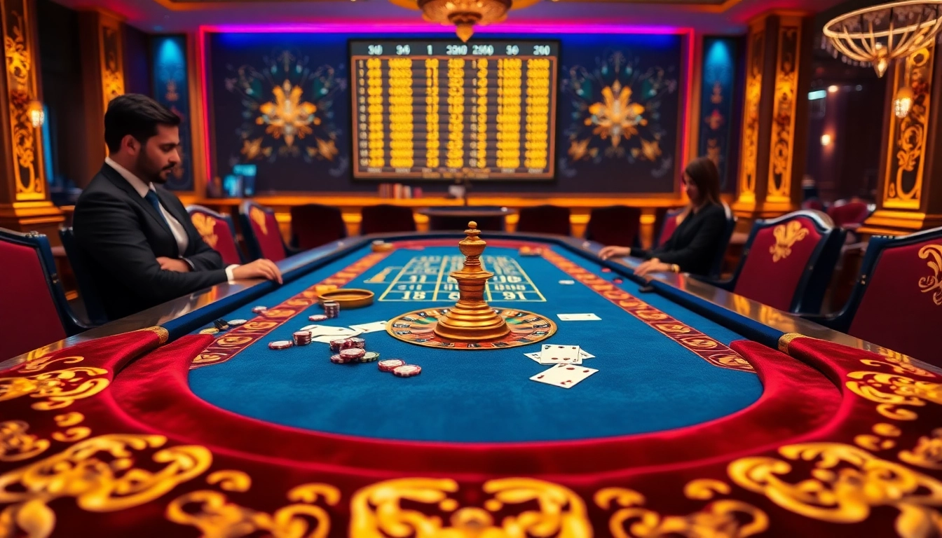 Khela88 Bangladesh casino scene showcasing live betting table with poker chips and roulette wheel.