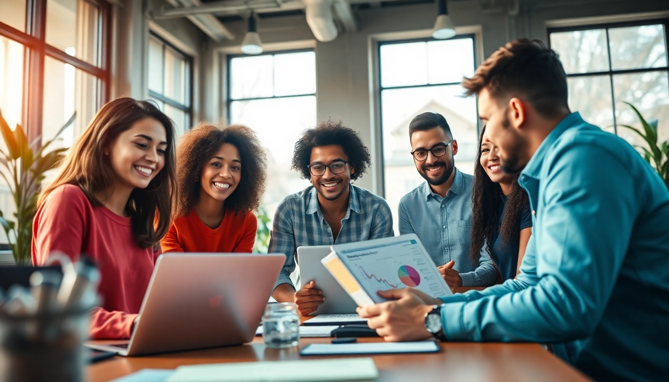 OnlyFans marketing tools demonstrated by creators in a collaborative workspace, highlighting innovation and creativity.