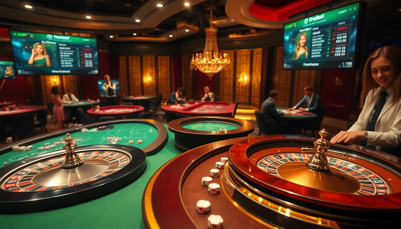 Experience the thrill of 7upbet in a vibrant casino setting with poker chips, roulette, and players enjoying the action.