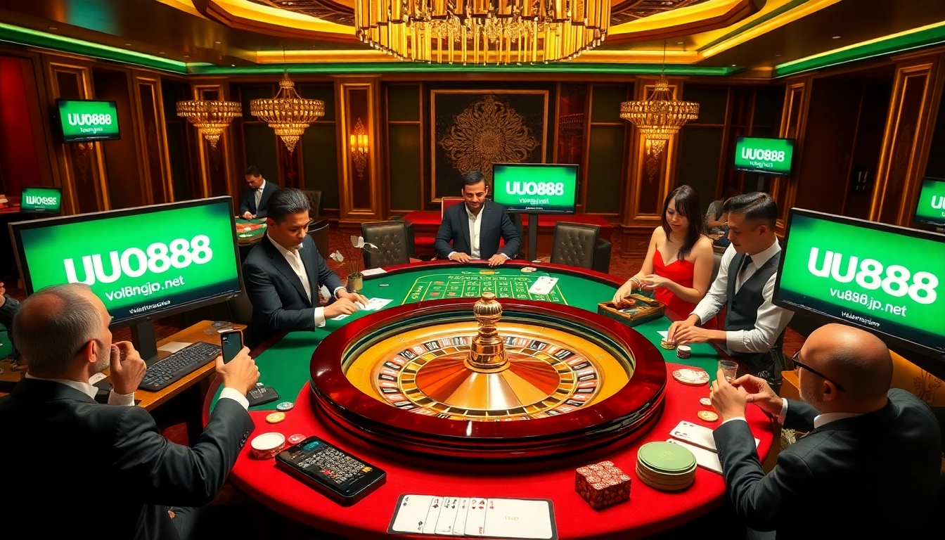 Experience thrilling casino action at https://uu888.jp.net/ featuring roulette, chips, and excited players.