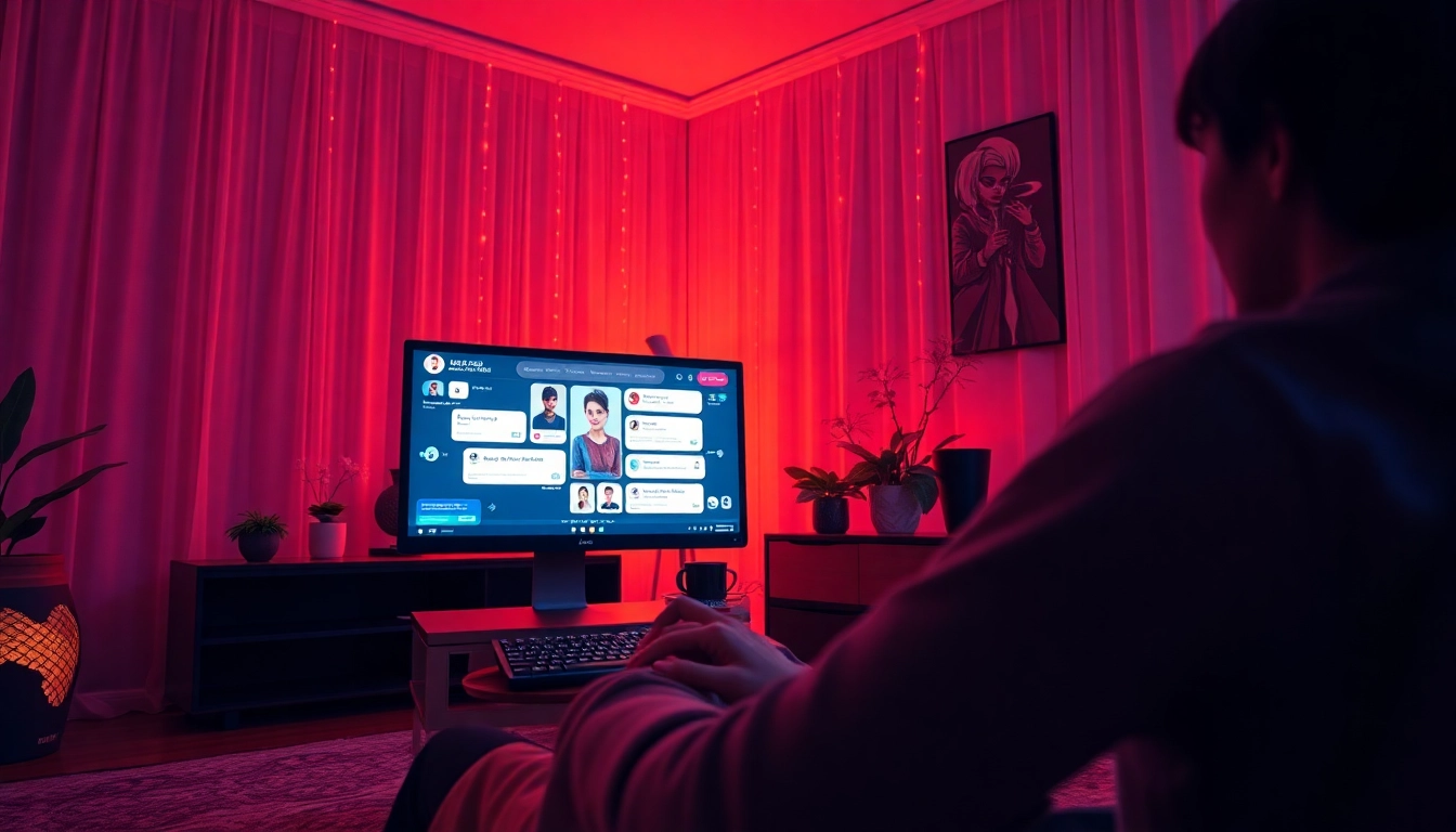 Engaging interaction with an nsfw ai chatbot in a modern, cozy setting.