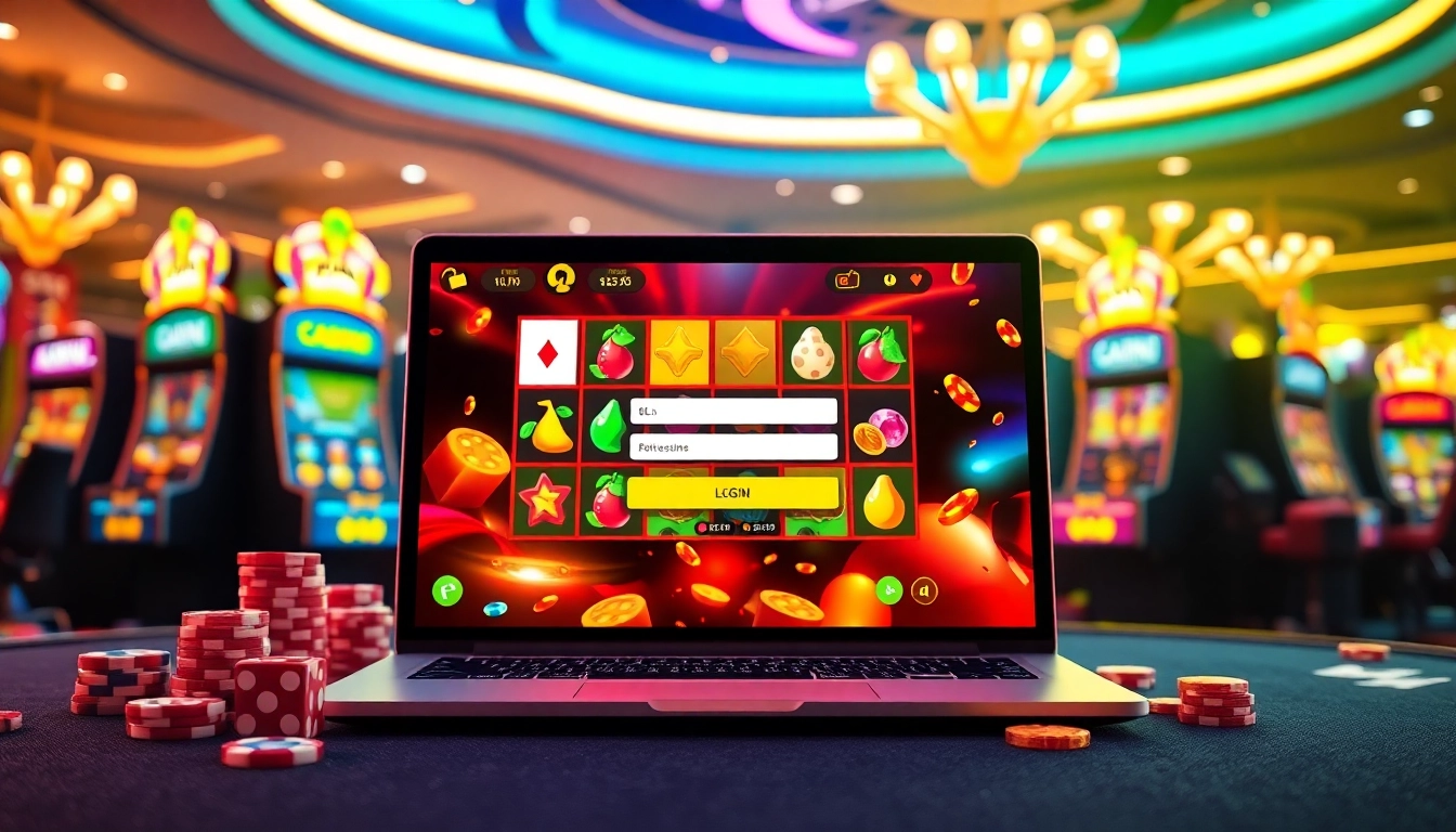 Engage with the thrilling pen4d login experience while enjoying colorful slot machines and casino props.