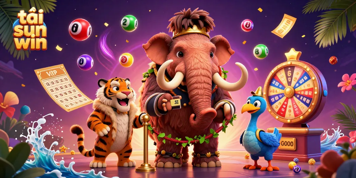 Experience excitement at tải sun win with vibrant characters and casino elements in a dynamic 3D illustration.