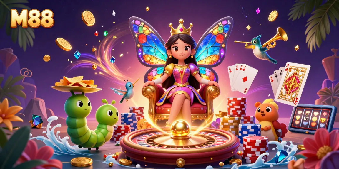 M88 offers a vibrant online casino experience with dynamic gaming elements and colorful characters.