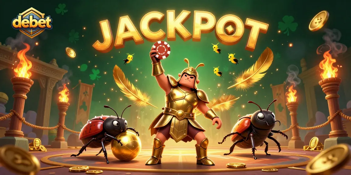 Experience debet action with a victorious hercules beetle in a vibrant casino arena.