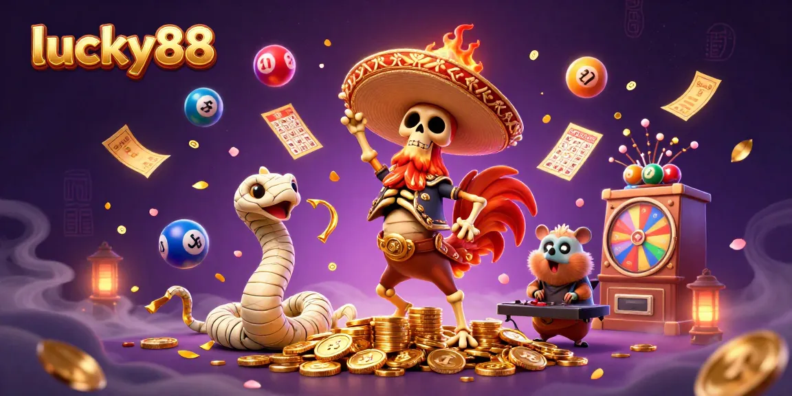 Engage with lucky88's thrilling experience of games and fortune through vibrant characters and elements.